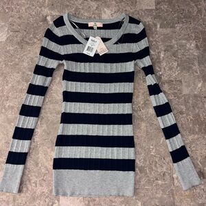 Pink Republic Women's Sweater in Gray and Black Stripes
